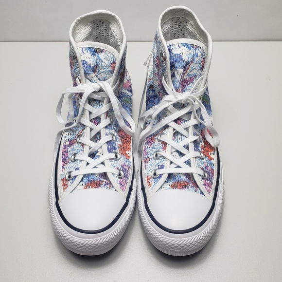 Converse Spray Paint Blue White Inked High Tops - Picture 2 of 6